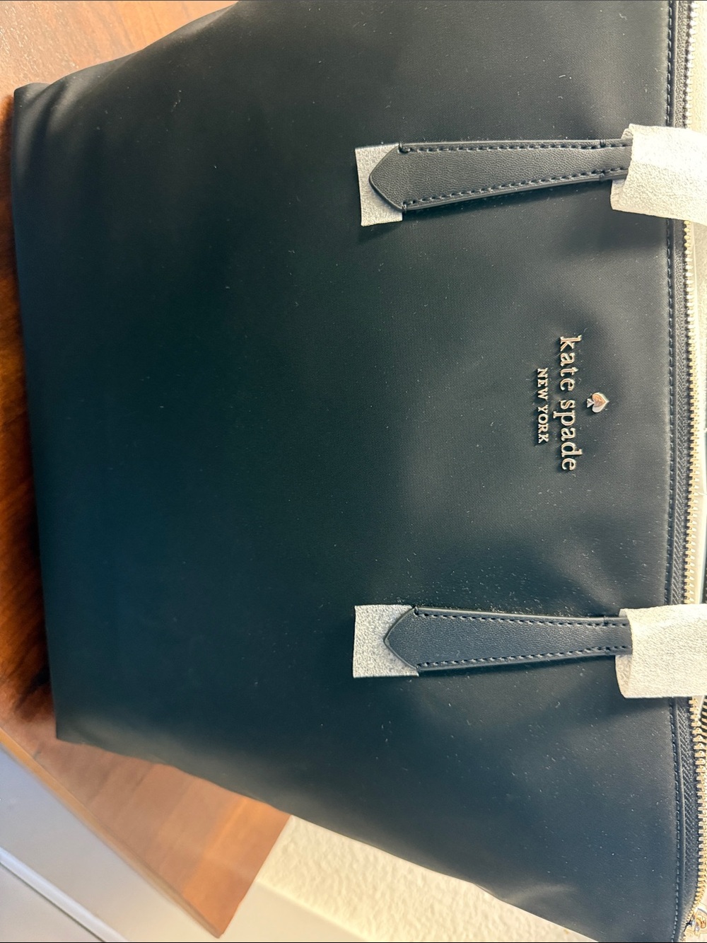 kate spade Black Nylon Tote with Gold Logo